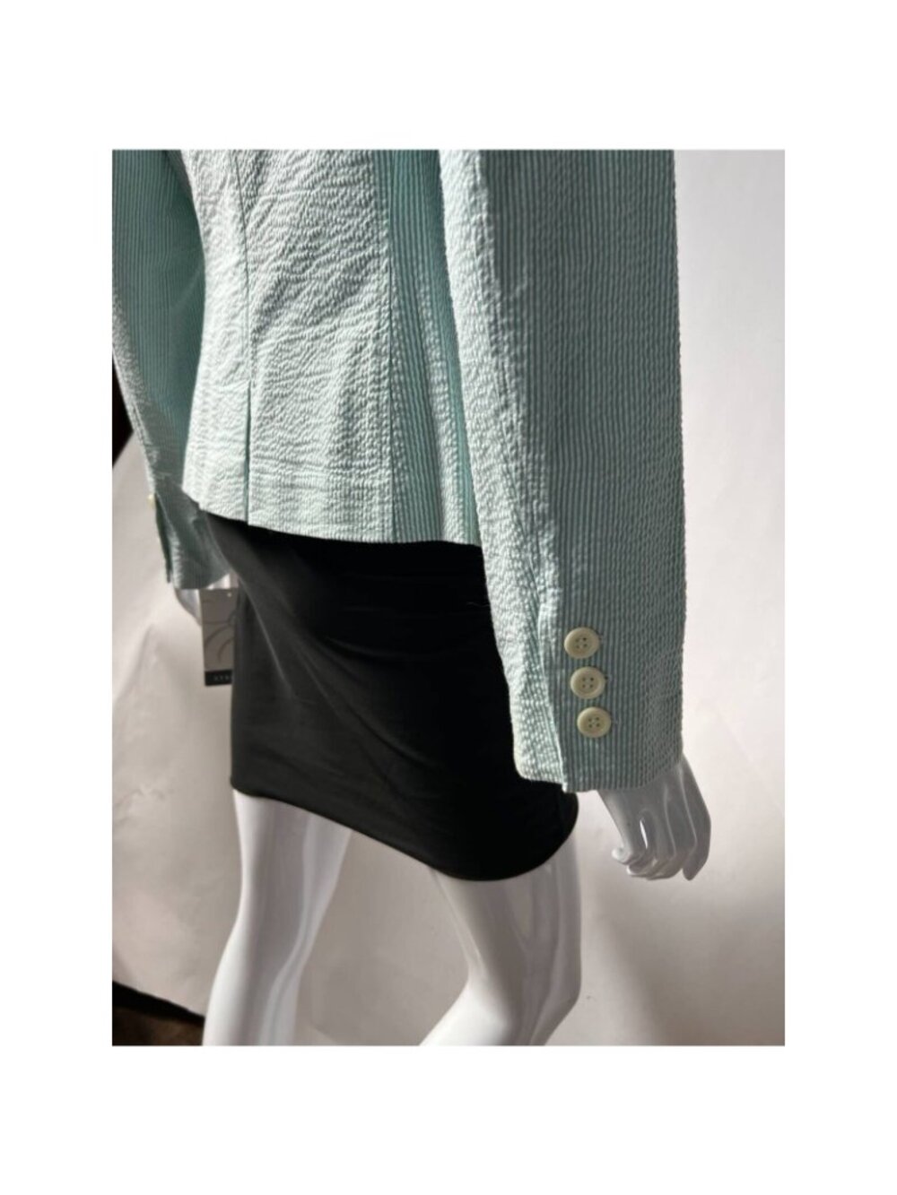 Sheer Blooms Polished Casual Seersucker Blazer By Emma James Petite 12 Stretch M - Picture 6 of 12